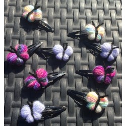 Barrettes papillon laine :...