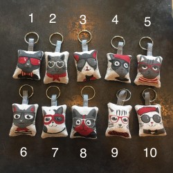 Porte-clés tissu chat :...