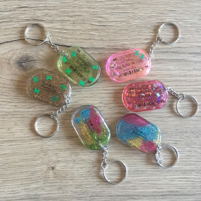 Porte-clés colorés en résine Porte-clés à paillettes Porte-clés  personnalisés -  France